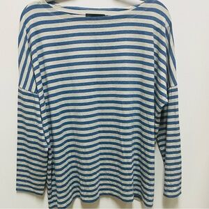 Hatch Blue and Cream Striped Top